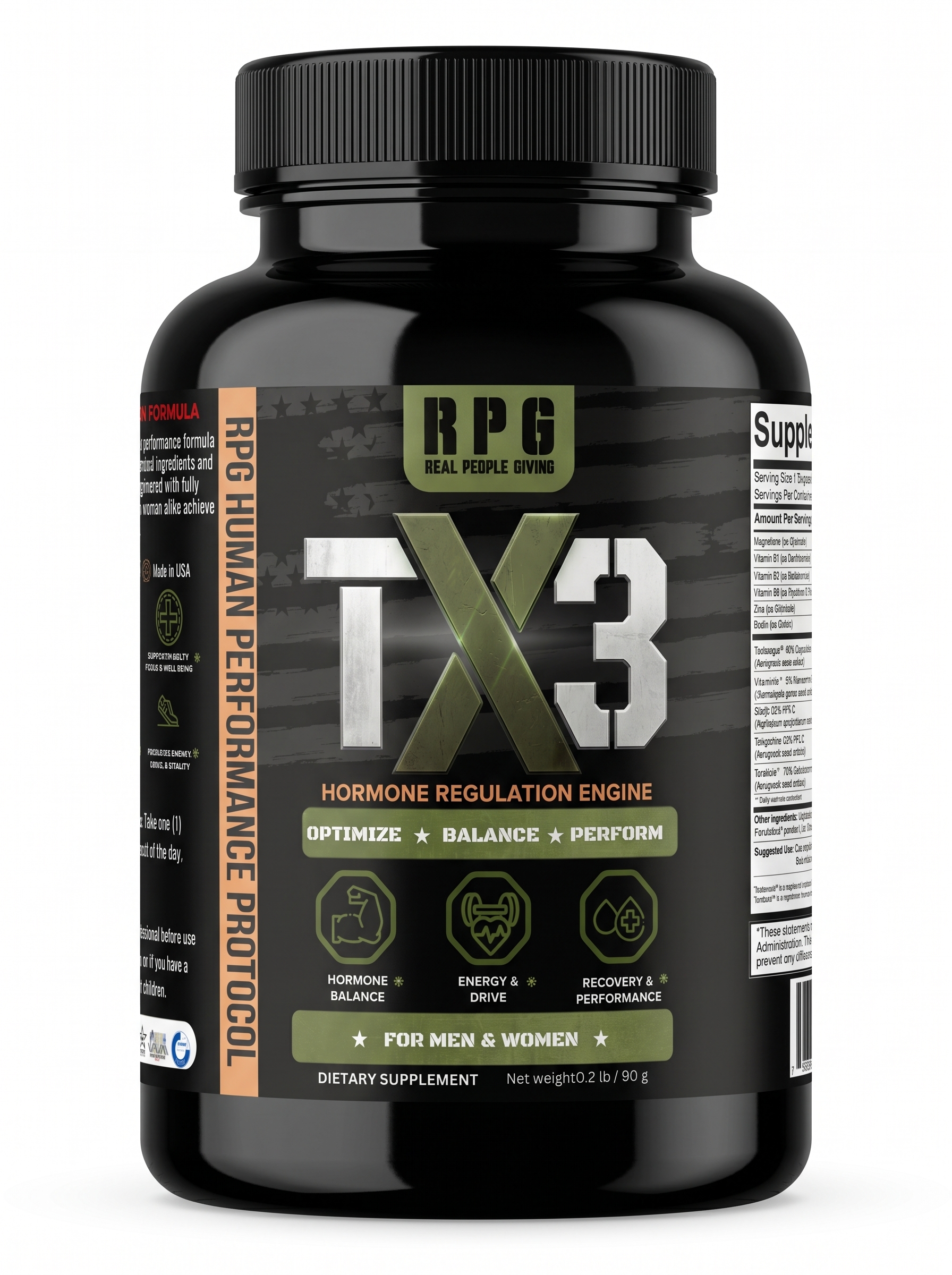 TX3 Hormone Regulation Engine supplement bottle by RPG